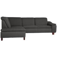 Ecksofa Aaron Anthrazit Flachgewebe - Anthrazit/Nussbaumfarben, Design, Textil (247/82/187cm) - Max Winzer