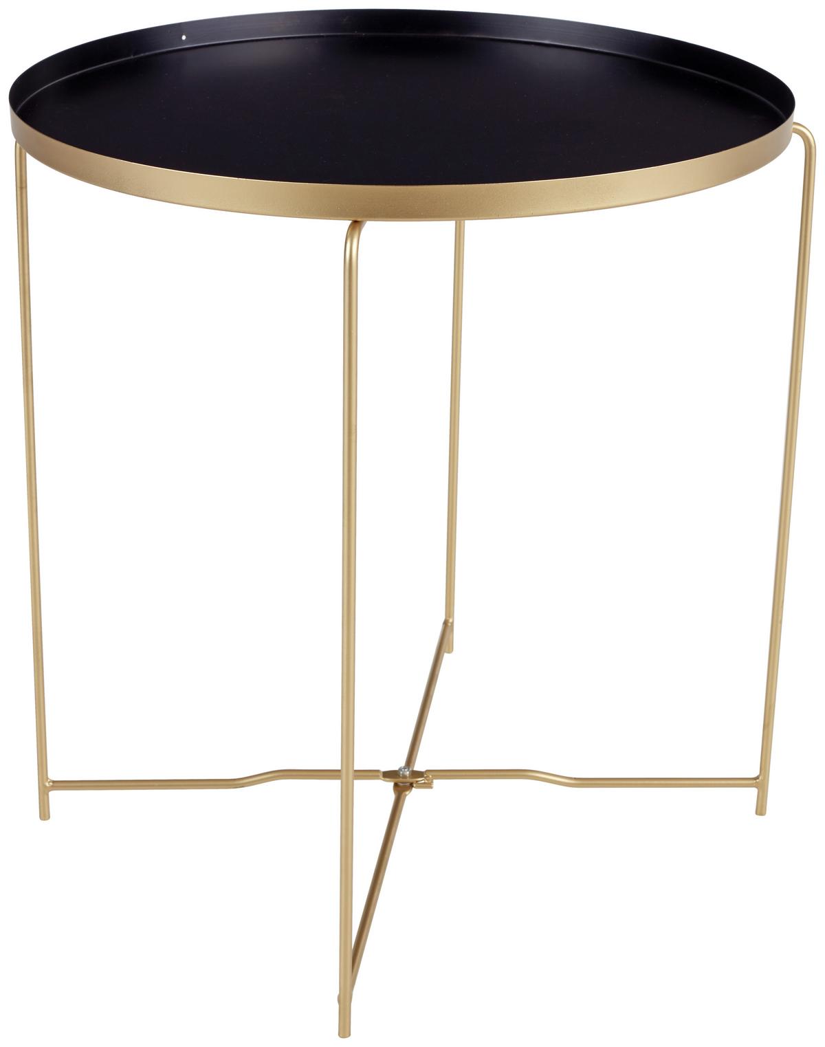 Beistelltisch Rund Queens, Gold/schwarz - Goldfarben/Schwarz, MODERN, Metall (47/48cm) - MID.YOU