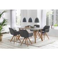 JÍDELNÍ SET 5-TLG. ESSGRUPPE TISCH GRAU - šedá/přírodní barvy, Moderní, dřevo/kompozitní dřevo (180/90/76cm) - MID.YOU