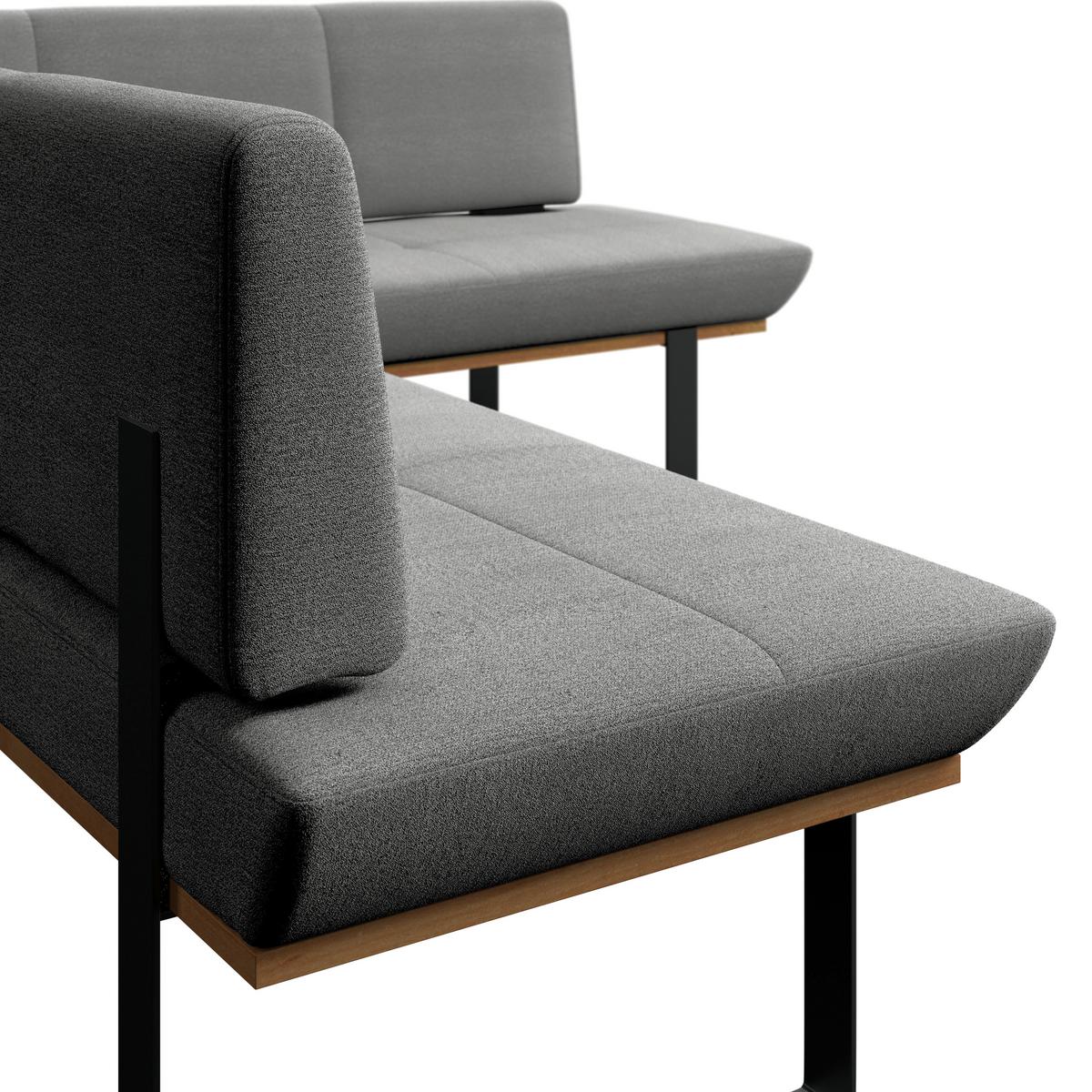Eckbank Tristan Webstoff hellgrau, S:245x175cm - Hellgrau/Schwarz, MODERN, Holz/Textil (245/175cm) - James Wood