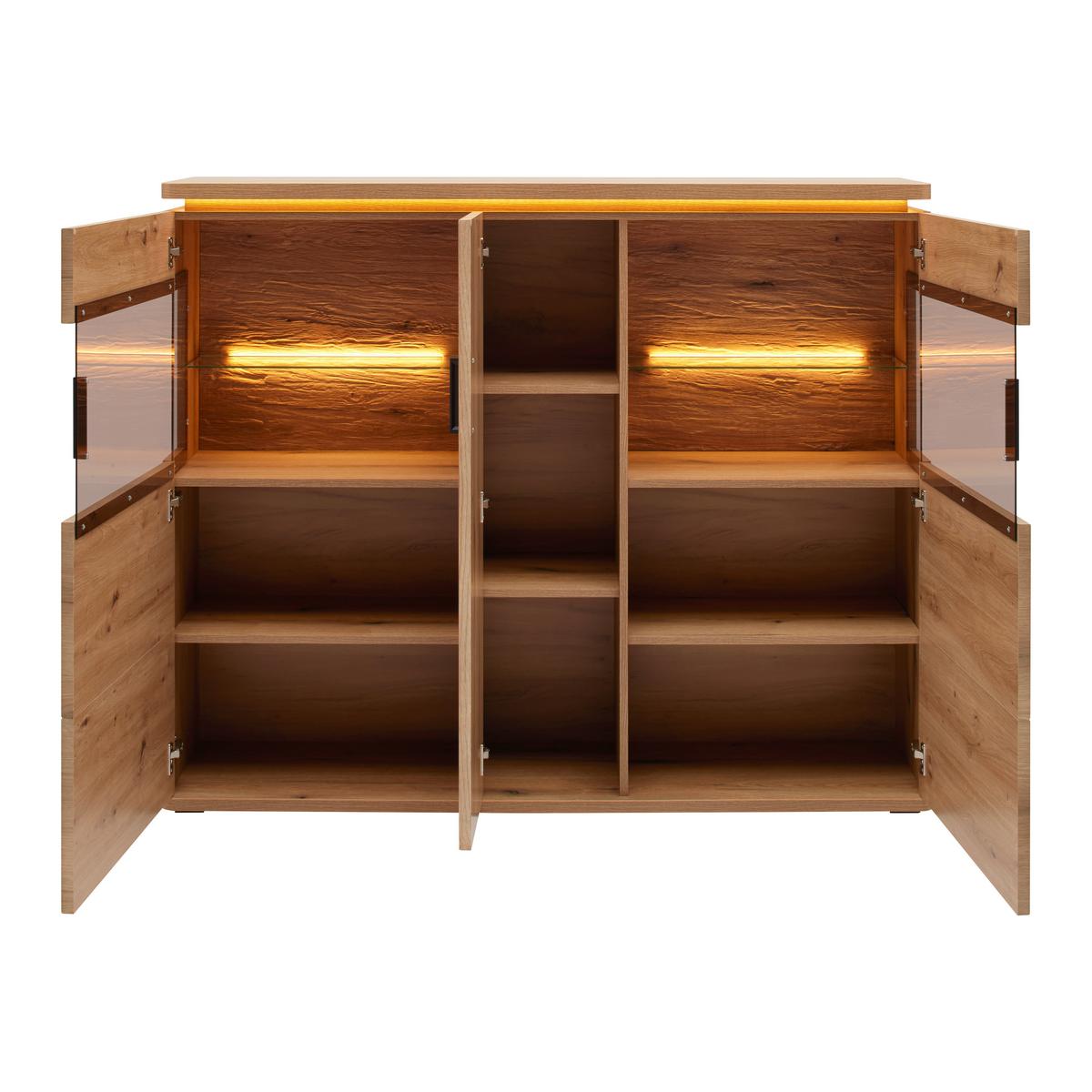 VYSOKÁ KOMODA ALAMEDA -EXKLUSIV- - barvy dubu/antracitová, Moderní, kov/kompozitní dřevo (150/124/38cm) - Mömax