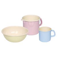 Riess Kochtopfset 3--Teilig. Eisen Induktion backofengeeignet - Gelb/Rosa, KONVENTIONELL, Metall - Riess