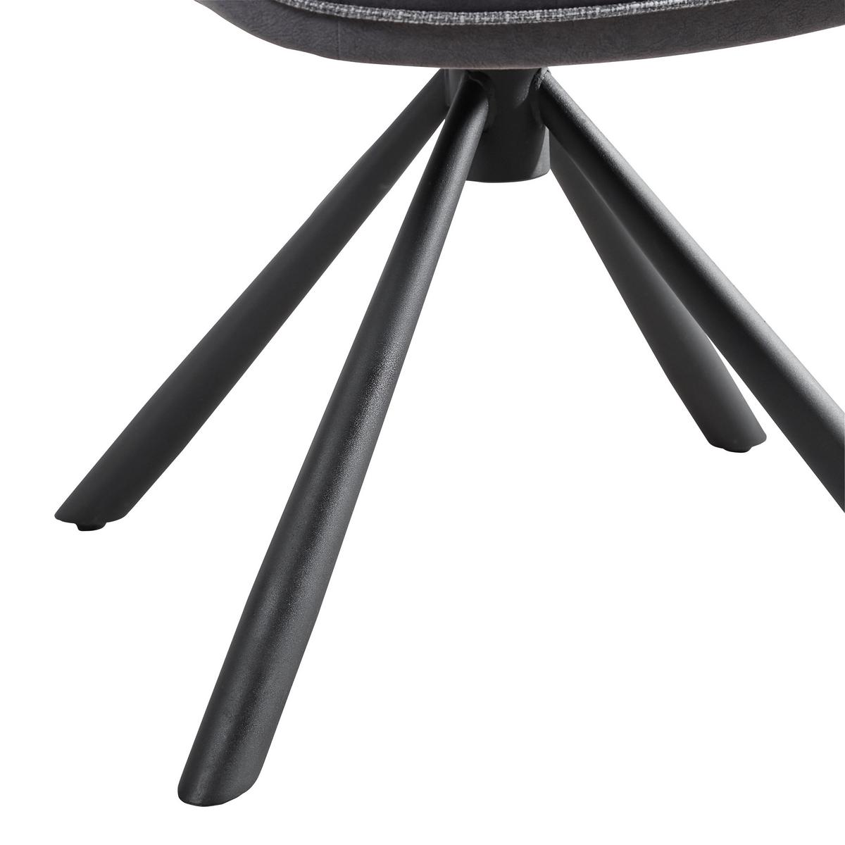 Stuhl Solo Drehbar Samt Grau, B: 47,5cm - Dunkelgrau/Schwarz, KONVENTIONELL, Holz/Textil (47,5/62/85,5cm) - Livetastic