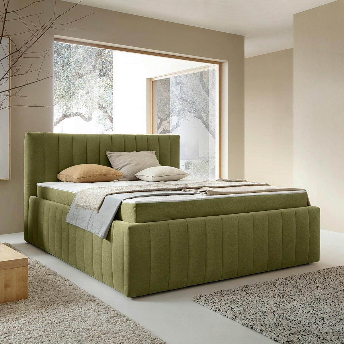 Čalúnená posteľ ORINOCO PL: 160/200 cm, zelená - čierna/zelená, Modern, kov/drevo (160/200cm) - Mömax