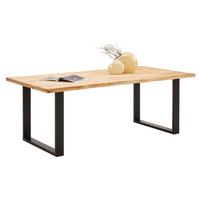 Étkezőasztal Wood 200 - natúr/fekete, Konventionell, fém/fa (200/75/100cm) - James Wood