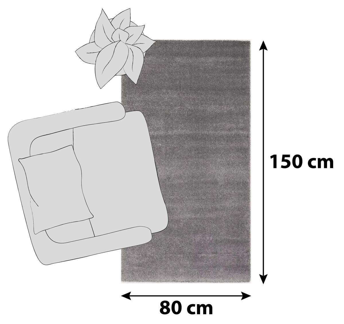 Hochflorteppich Bellevue Grau 80x150 cm - Grau, Basics, Textil (80/150cm) - Novel