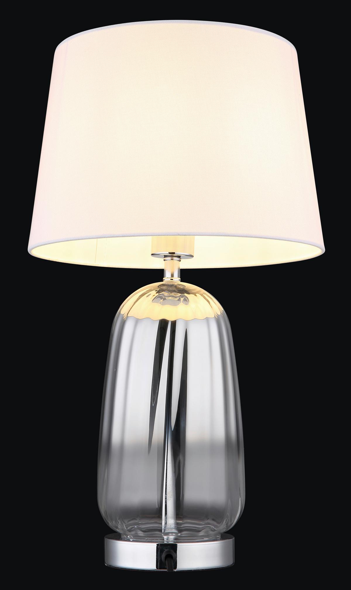Tischleuchte 24142w - Klar/Chromfarben, Design, Glas/Textil (30/52cm) - Globo