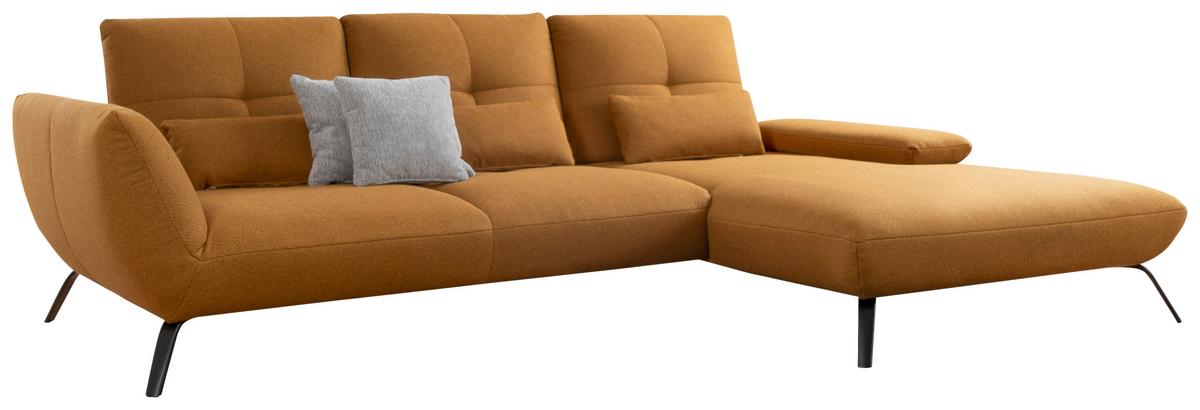 Wohnlandschaft Dover Xc - Currygelb/Dunkelgelb, MODERN, Holzwerkstoff/Textil (301/191cm)