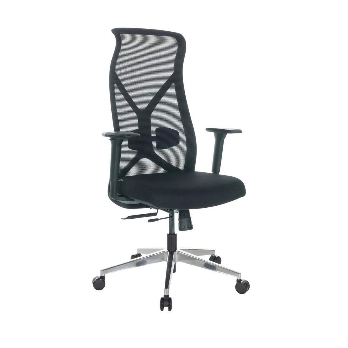 Drehstuhl Azurro B - Silberfarben/Schwarz, Basics, Kunststoff/Textil (69/119-128/60cm) - MID.YOU