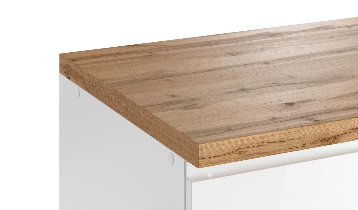 Eckküche Monza ohne Geräte 300x240 cm Weiß/Eiche Dekor - Weiß Hochglanz/Eiche Wotan, LIFESTYLE, Holzwerkstoff (300/240cm) - Held