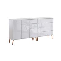 Sideboard Mailand 9 B. 184,5 cm Weiß - Weiß Hochglanz/Eiche Artisan, MODERN, Holzwerkstoff (184,5/86/33cm) - MID.YOU