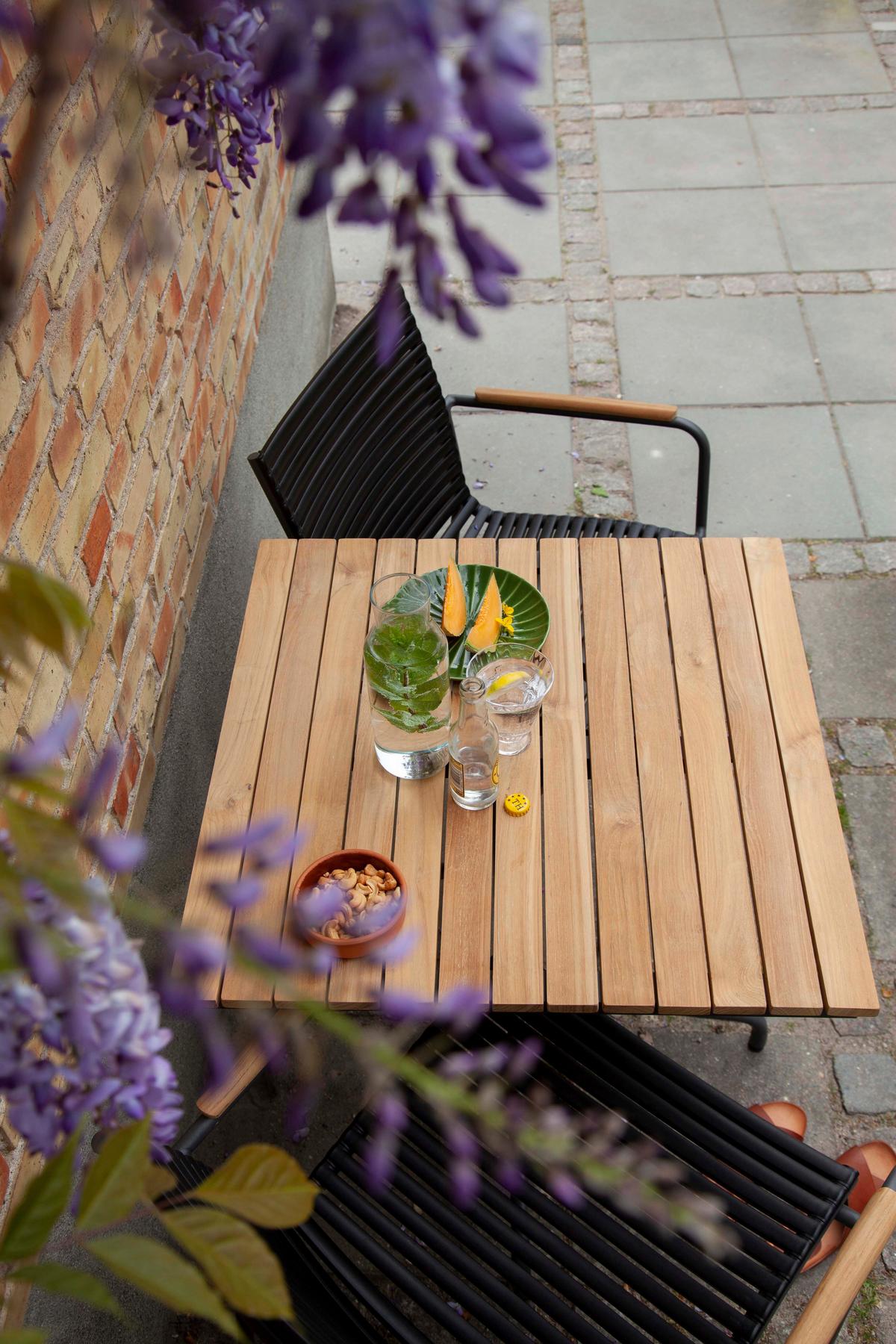 Balkonmöbel Set Mood Cafe Set aus Holz/Metall 3tlg - Anthrazit/Schwarz, Natur, Holz/Kunststoff (105/74/70cm) - Gardenson