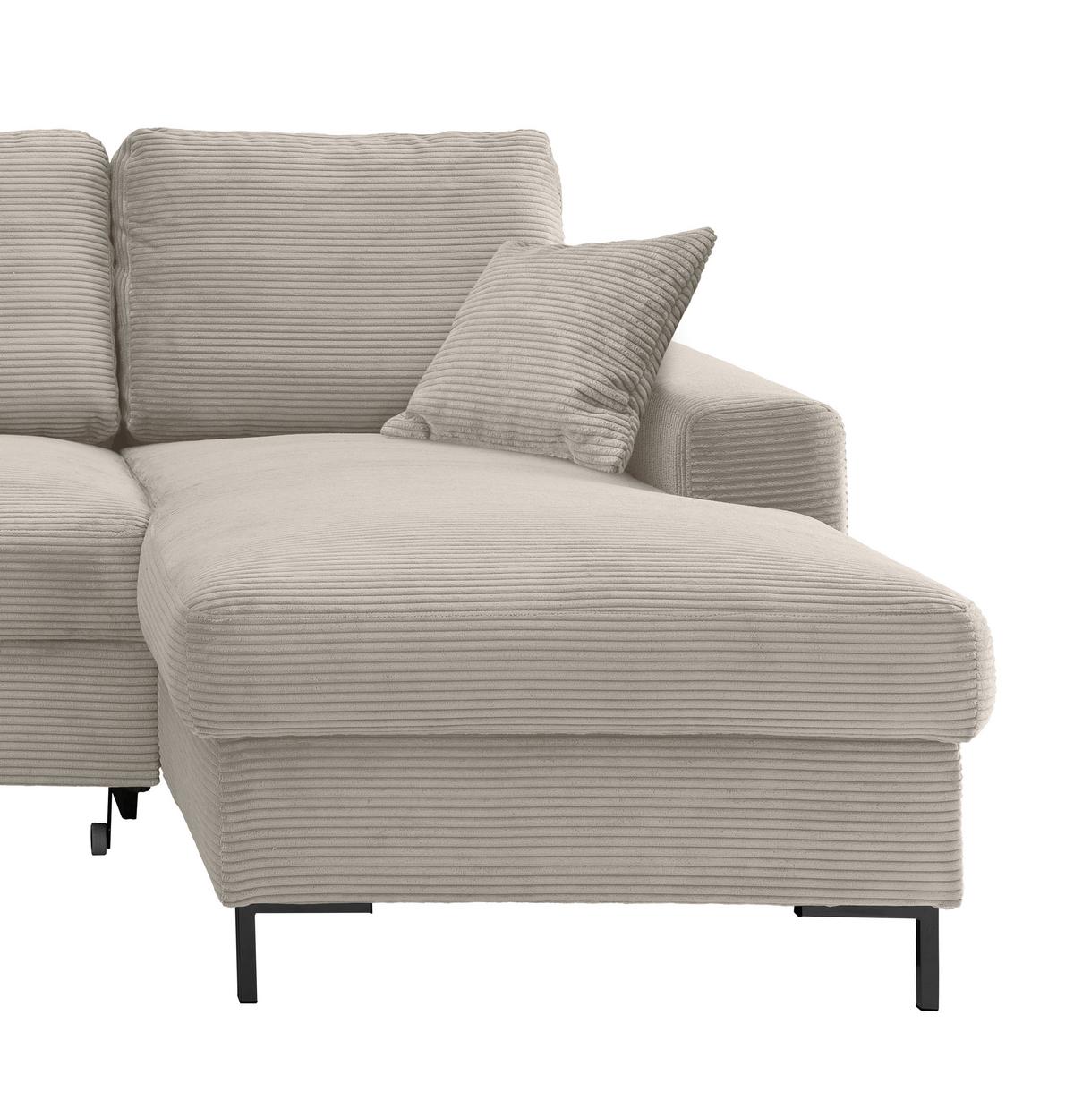 Eckschlafsofa Zona, Beige S: 237x143 Cm - Beige/Schwarz, KONVENTIONELL, Textil (237/143cm) - Livetastic