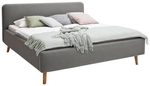 Polsterbett 140x200 Mattis Hellgrau - Eichefarben/Hellgrau, Design, Textil (140/200cm) - Livetastic