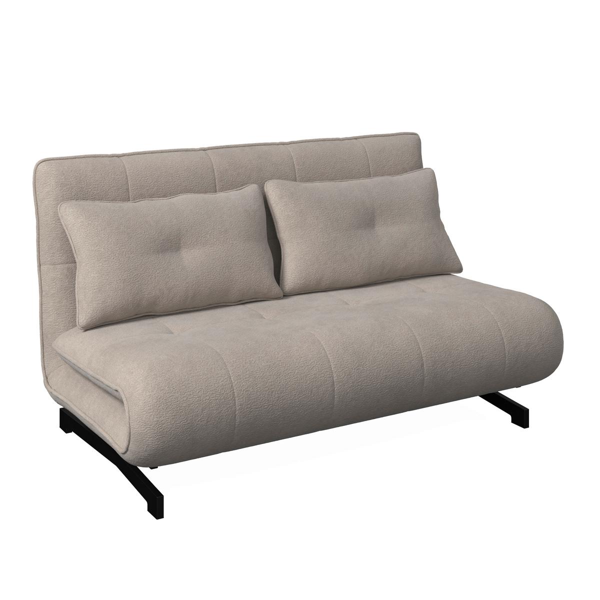 Rozkládací pohovka LUNA, béžové buklé, max.240 kg - černá/béžová, Moderní, kov/textil (142/62/40cm) - Bessagi Home