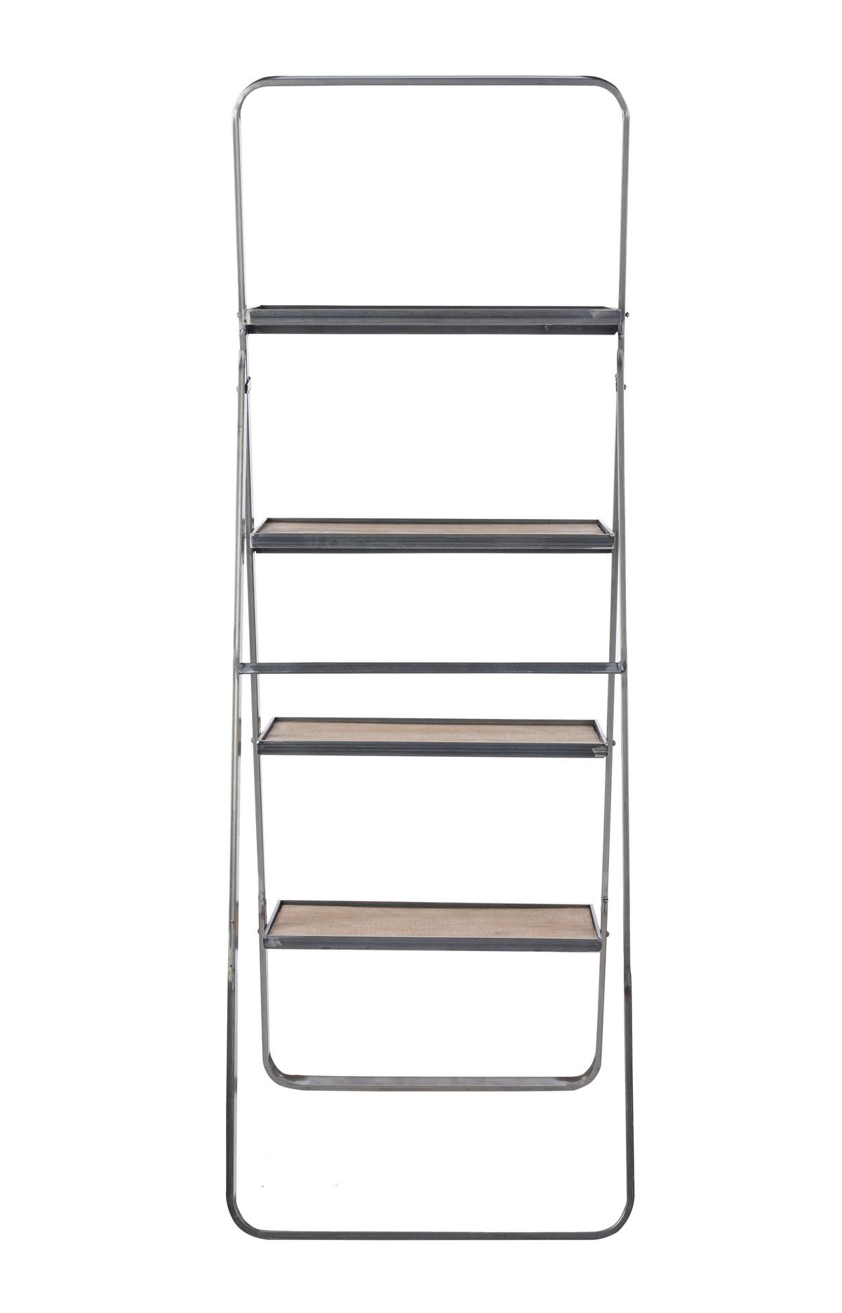 Leiterregal Leonie 4 Ablagen, Höhe ca. 72 cm - Hellbraun/Hellgrau, Basics, Holz/Metall (52/72/145cm)