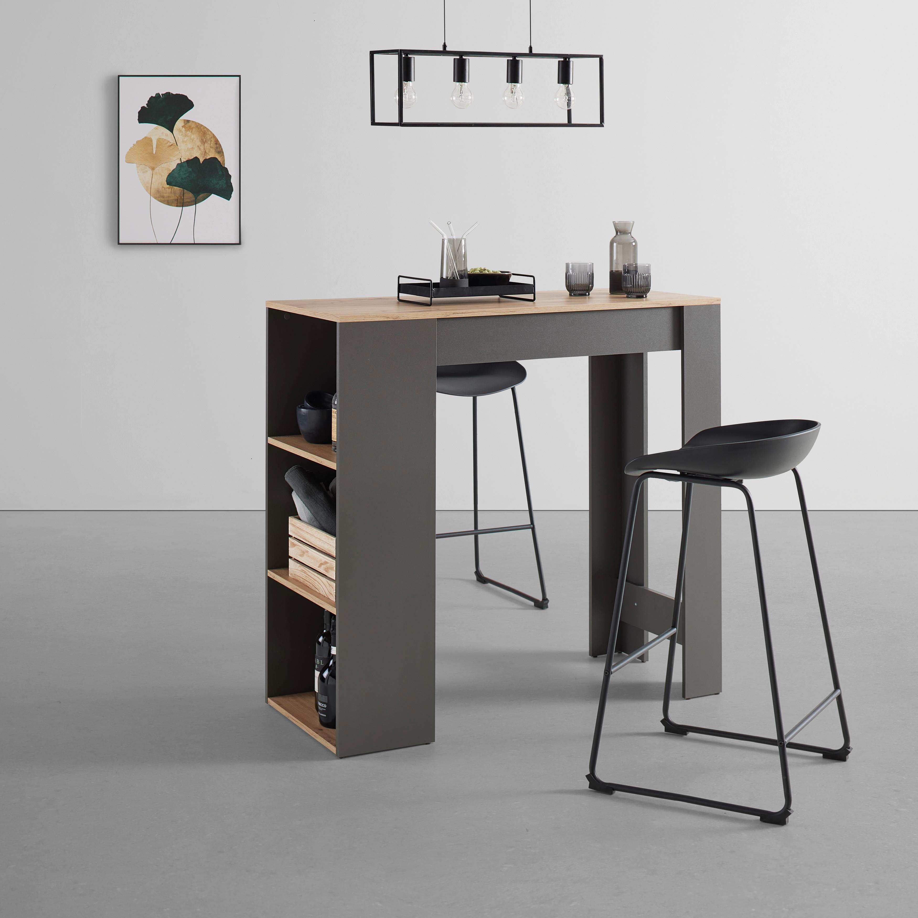 BAROVÝ STŮL DANDY - černá/antracitová, Moderní, dřevo/plast (115/108/50cm)