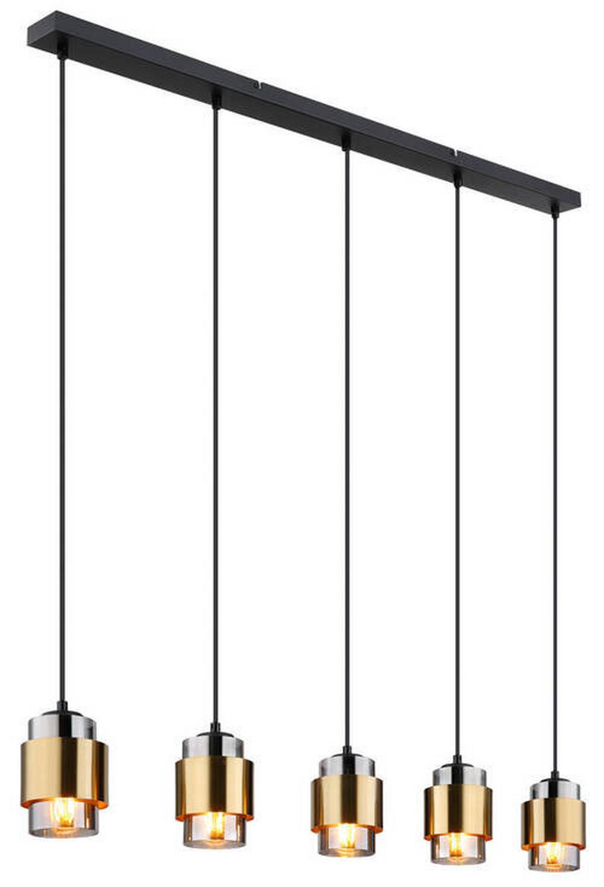 Hängeleuchte 15560-5h Milley - Messingfarben/Schwarz, Design, Glas/Metall (105/10/150cm) - Globo