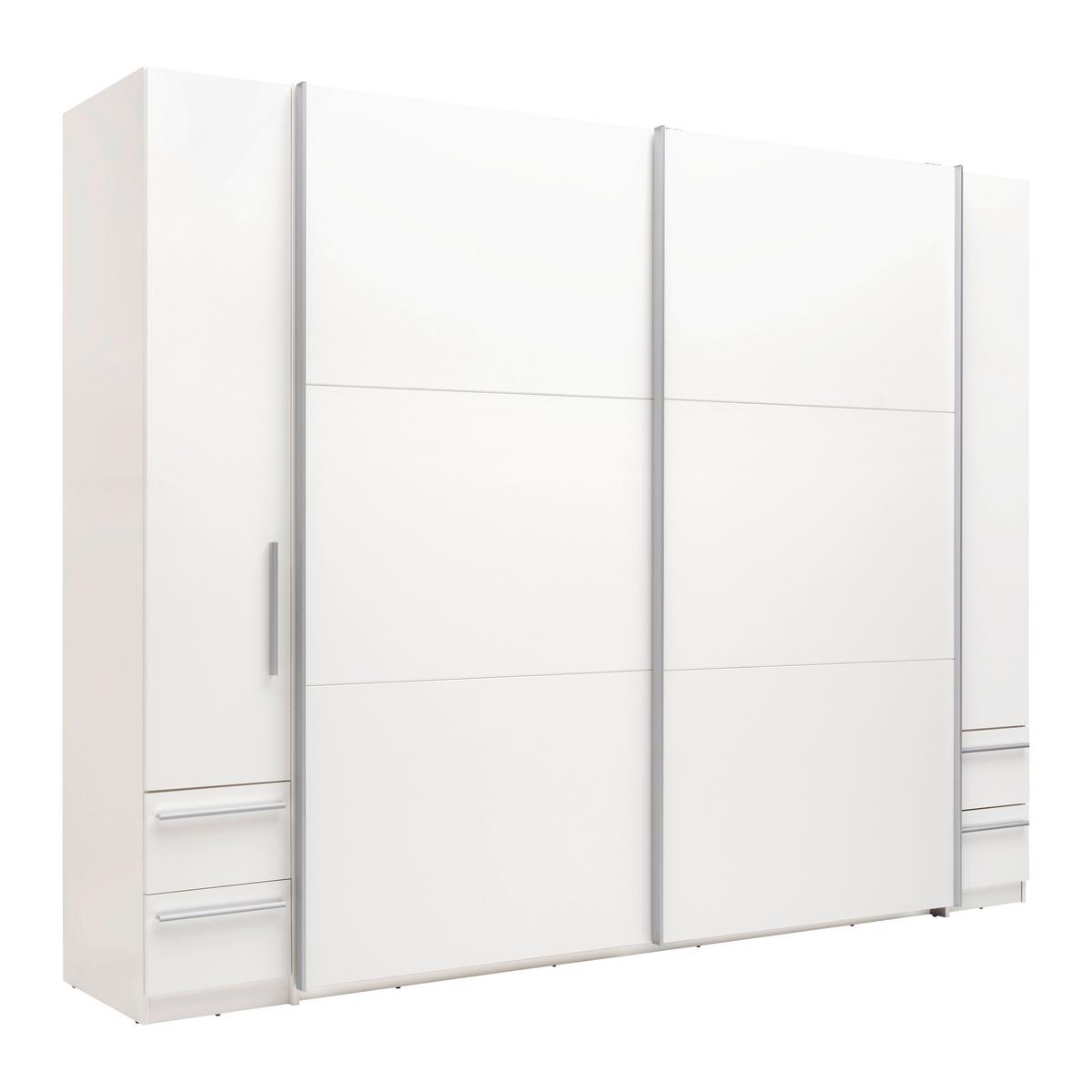 SKRIŇA S POS. DVER. – HOR.VED BORDO - biela/strieborná, Konventionell, kompozitné drevo/plast (270/210/58cm)