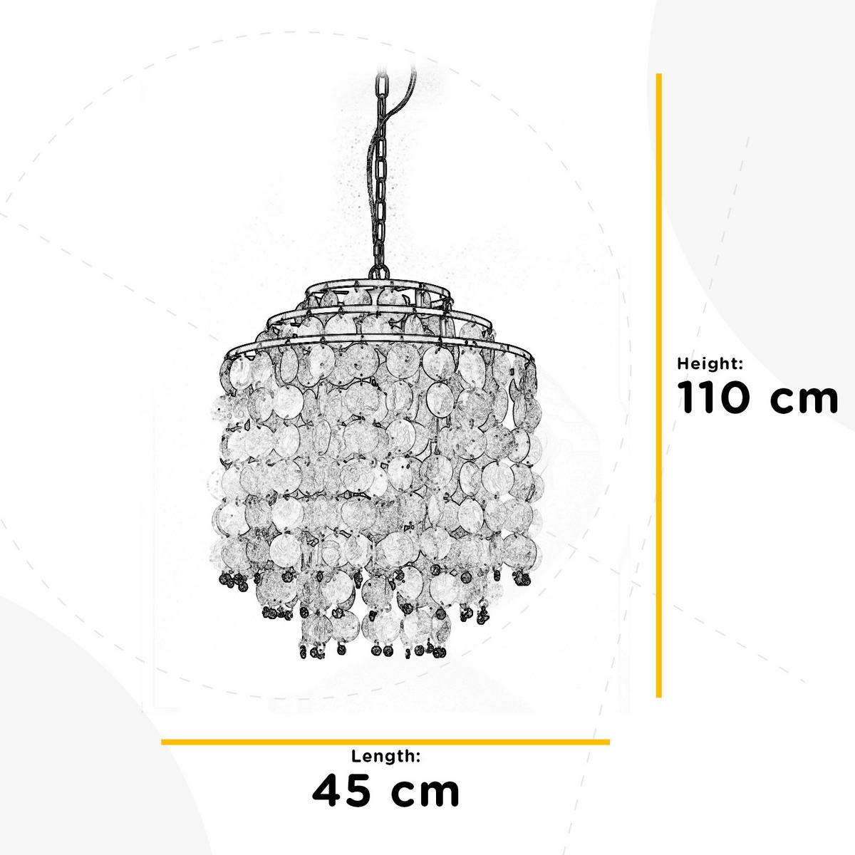 Pendelleuchte Goldfarben Perlmutt L: 45 cm - Perlmutt/Goldfarben, Basics, Naturmaterialien/Metall (45/45/110cm)