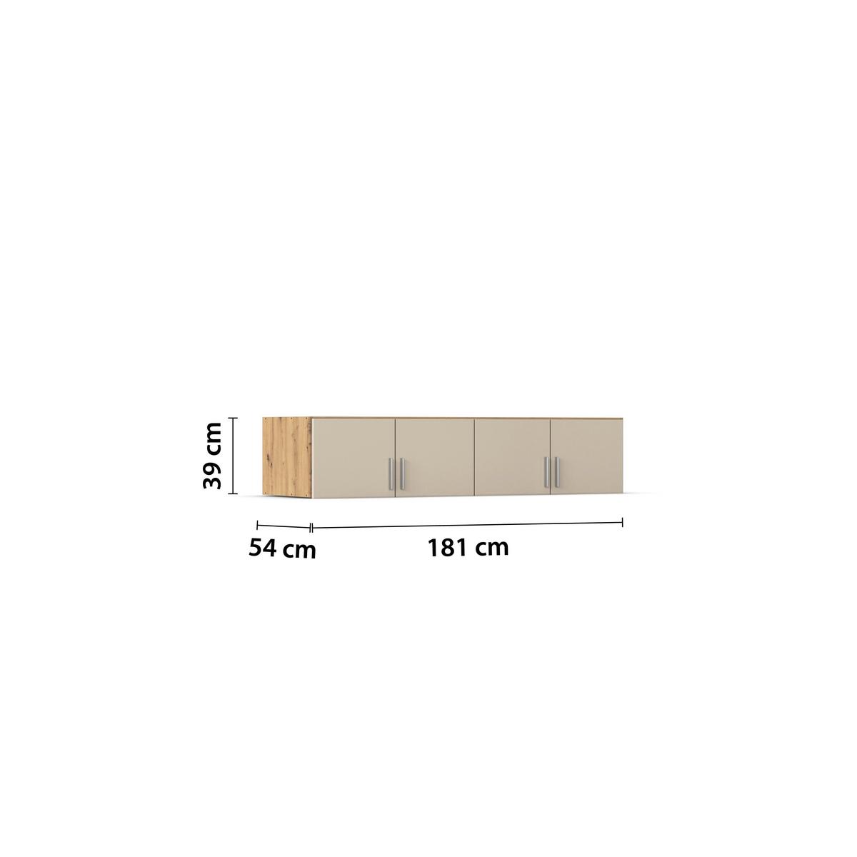 Aufsatzschrank Celle Matt Champagne B: 181 cm - Champagner/Eiche Artisan, Trend, Holzwerkstoff (181/39/54cm)