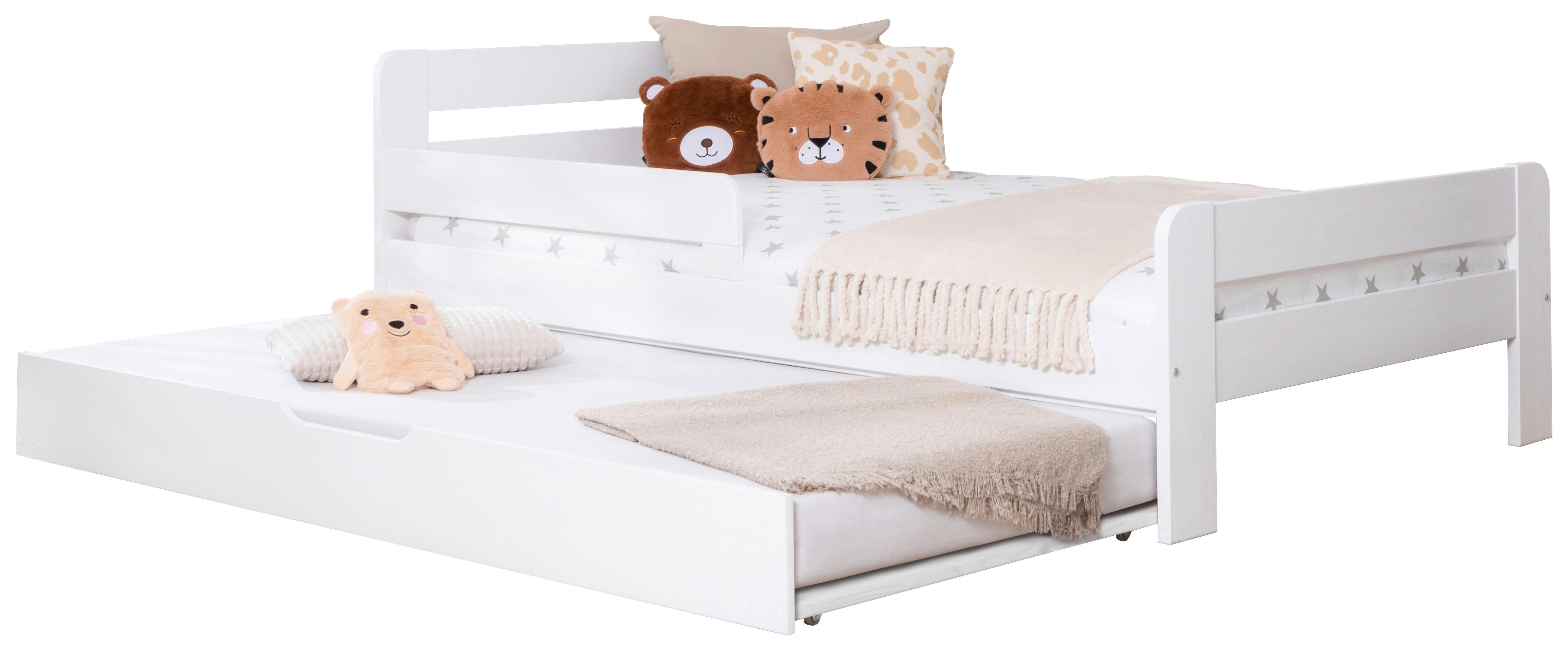Bett Bennet Weiß Inkl. Zubehör, 90x200 Cm - Weiß/Naturfarben, MODERN, Holz/Textil (90/200cm) - MID.YOU