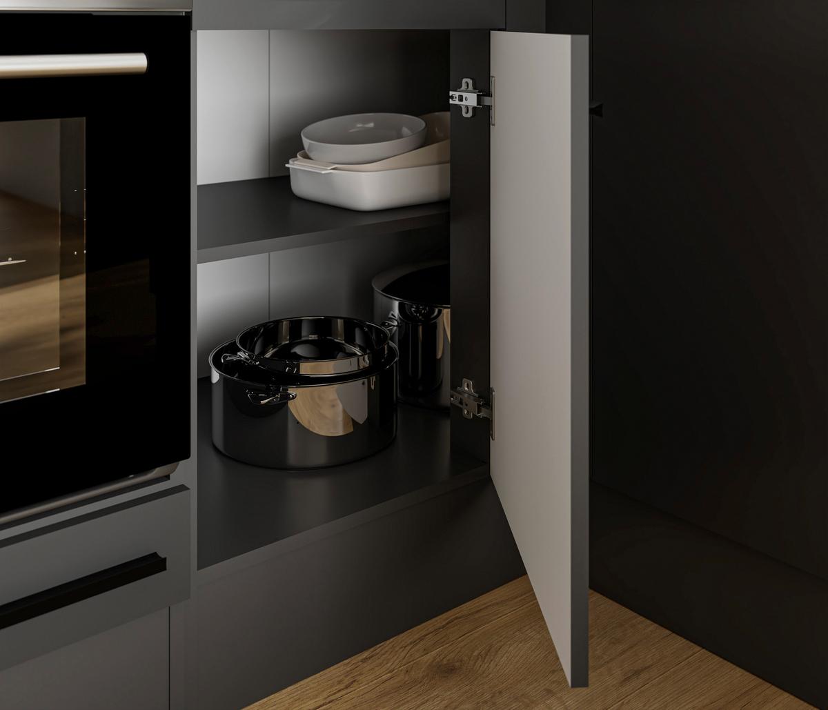 Eckküche Jazz 220x175 cm Schwarz - Eichefarben/Schwarz, LIFESTYLE, Holzwerkstoff (220/175/60/60cm) - P & B