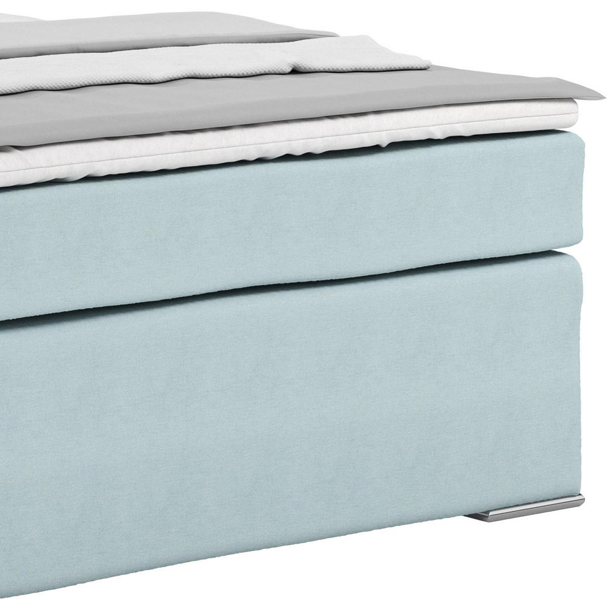 Posteľ Boxspring NERO 140x200 cm, svetlomodrá - svetlomodrá/mätovozelená, Konventionell, kov/textil (140/200cm)