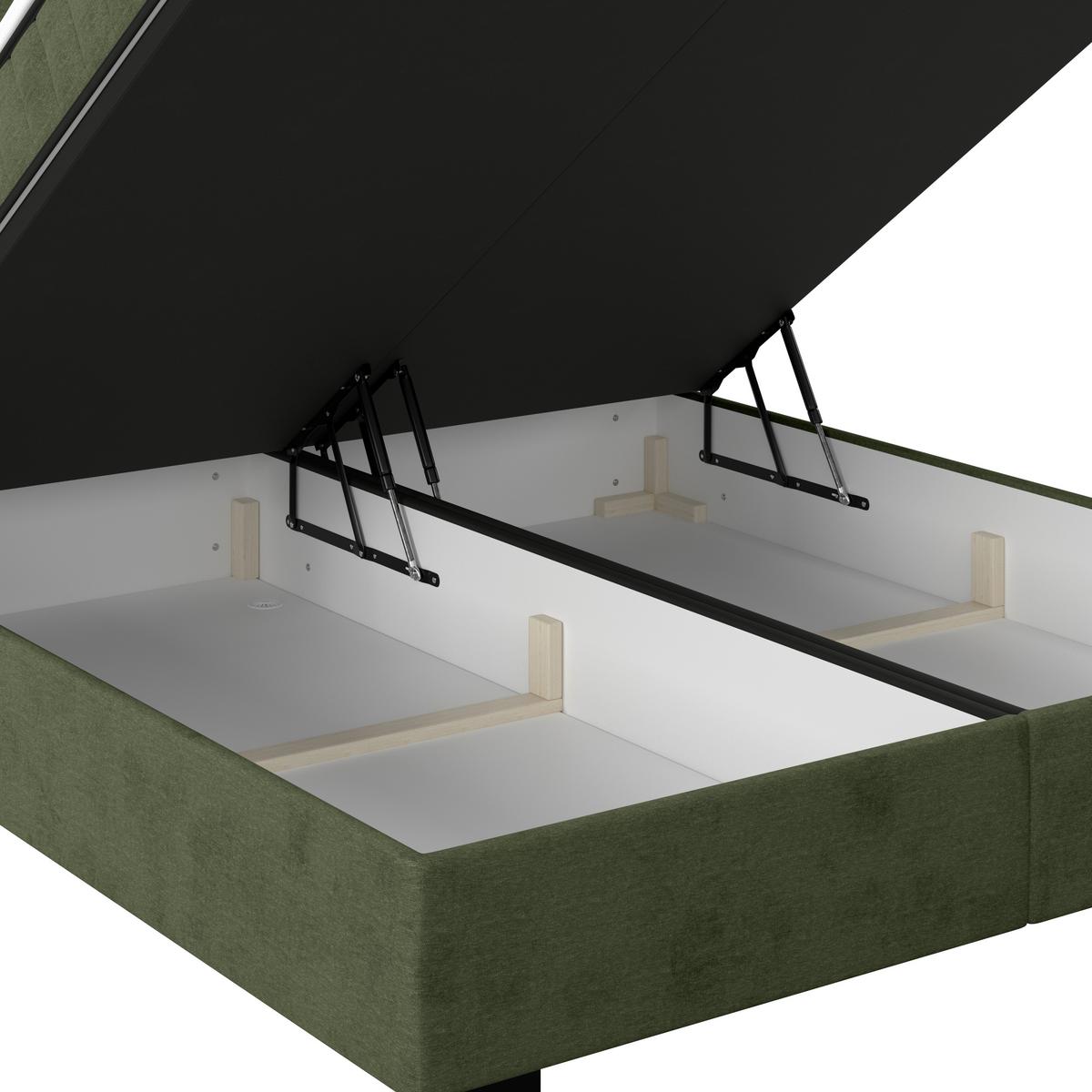 Boxbett Maya 200 - Schwarz/Olivgrün, MODERN, Holz/Holzwerkstoff (200/200cm)