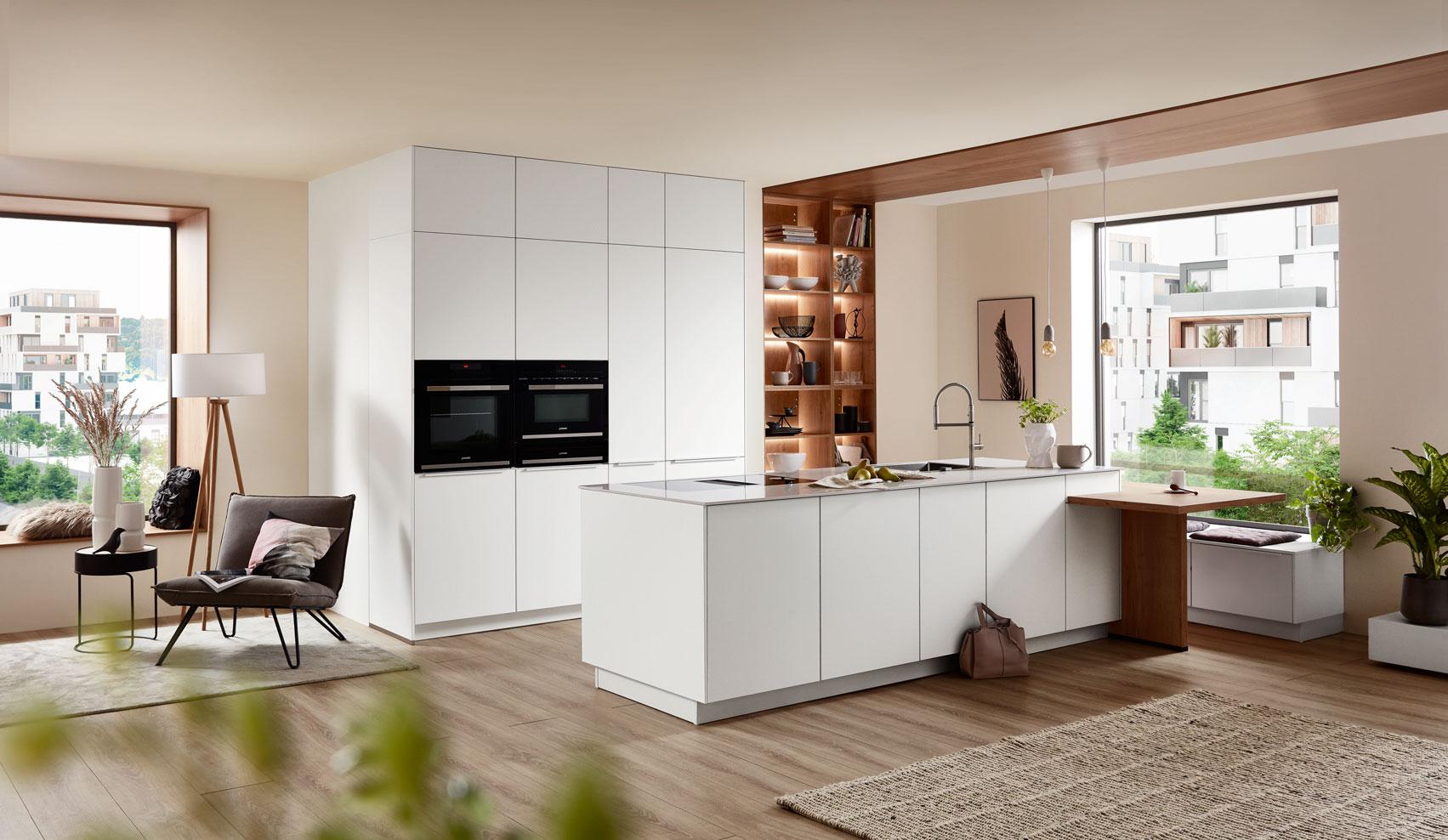 Einbauküche Eastbourne Frei Planbar Modernes Design - Eichefarben/Weiß, MODERN, Holzwerkstoff - Vertico