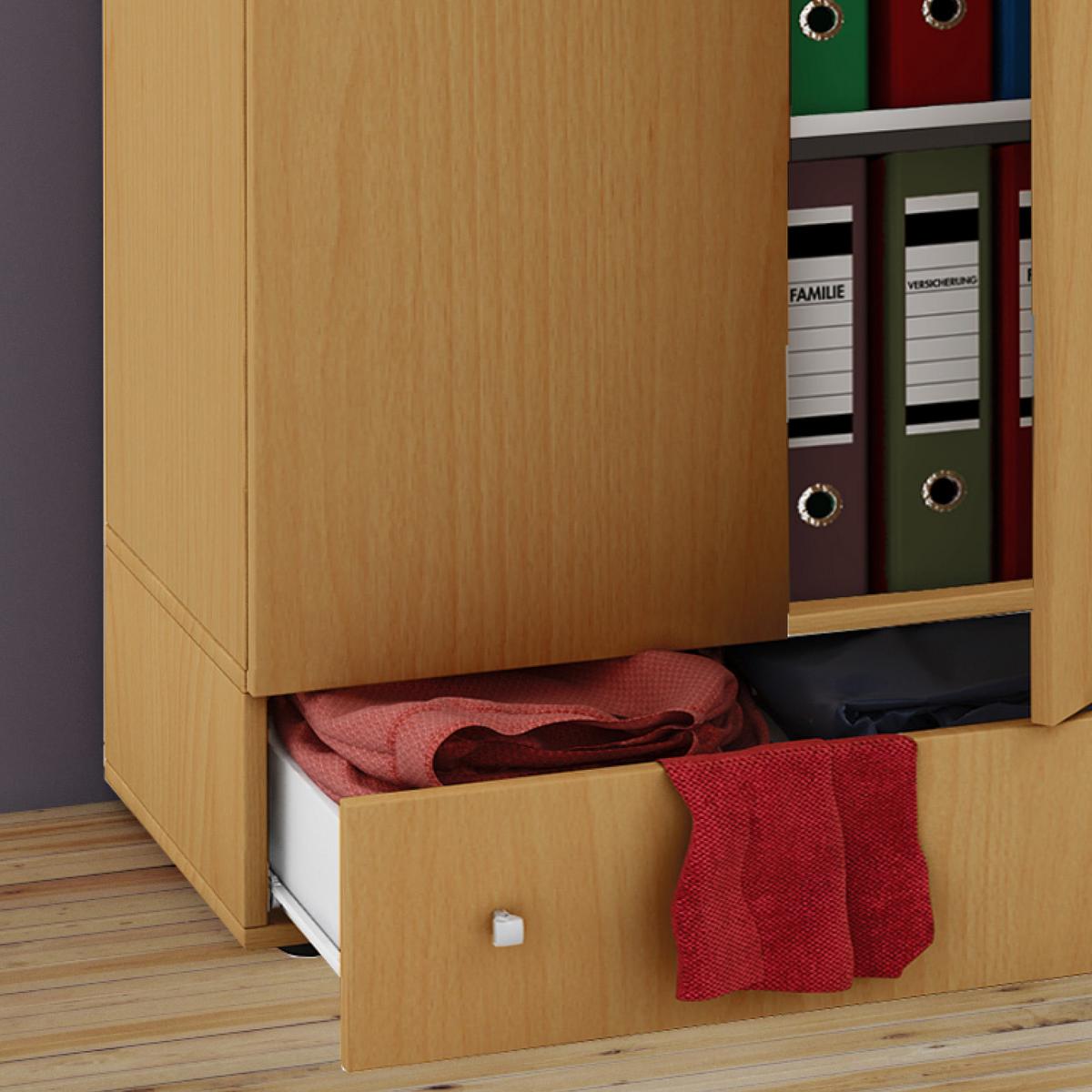 Víceúčelová skříň VANDOL nástavba se zásuvkou - barvy stříbra/barvy buku, Moderní, kompozitní dřevo/plast (70/238/39cm) - MID.YOU