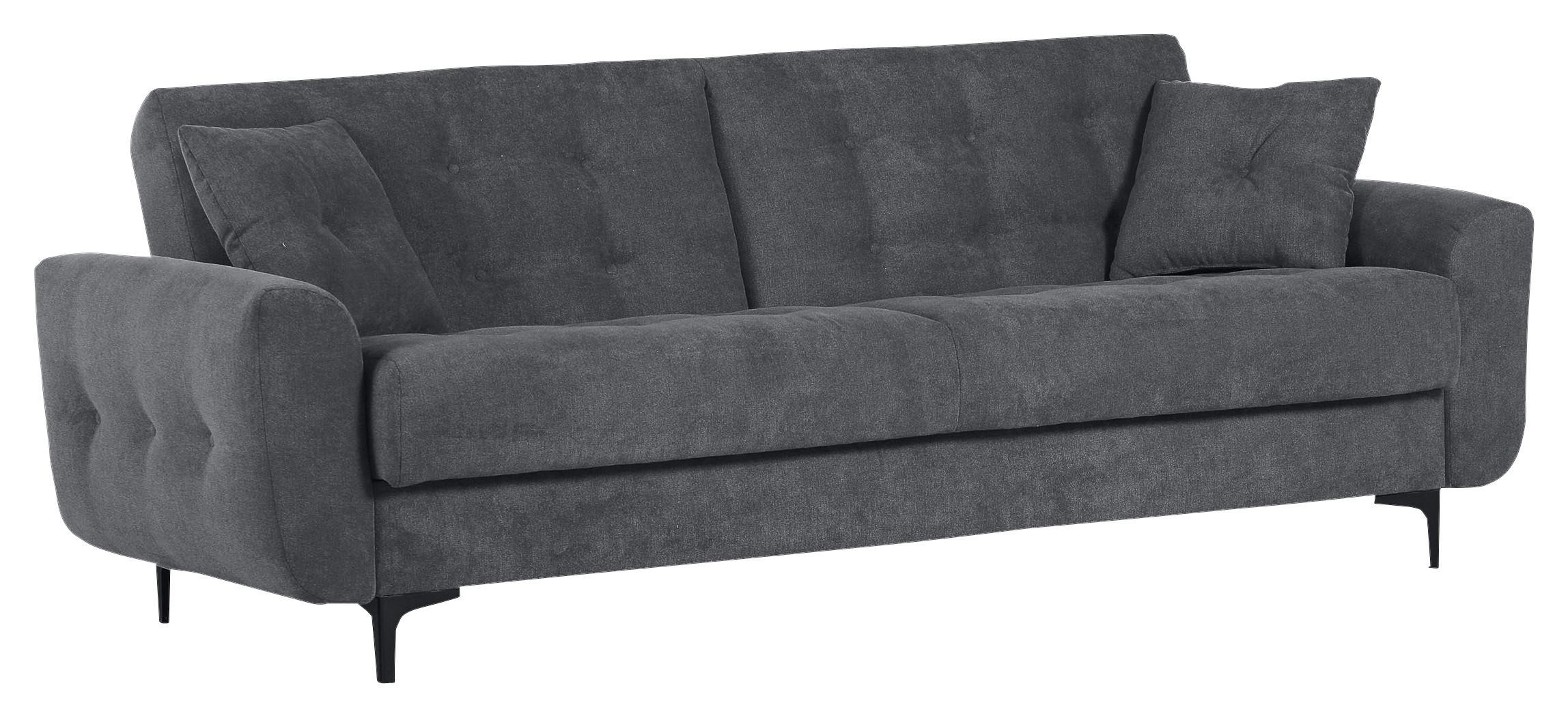 2-Sitzer-Sofa Morton mit Schlaffunktion & Bettkasten - Anthrazit/Schwarz, KONVENTIONELL, Textil (230/84/95cm) - Livetastic