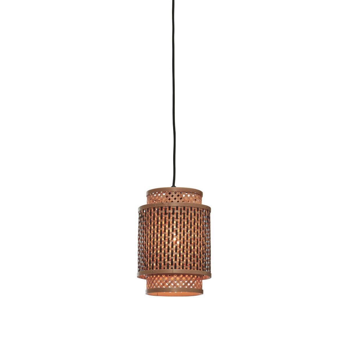 Hängeleuchte Bhutan/H/1825/Bn - Schwarz/Naturfarben, Trend, Holz (18/25cm) - Good & Mojo