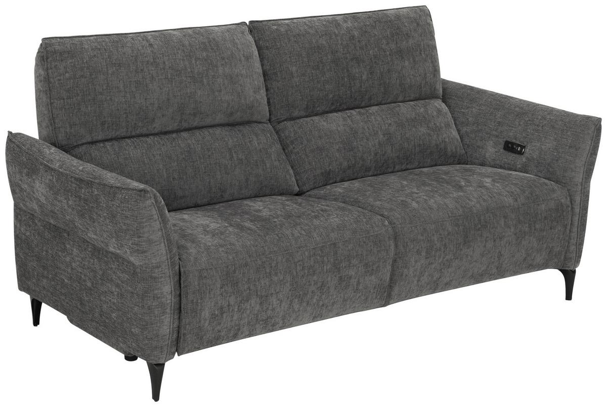 Dvoumístná pohovka CAPE TOWN, šedá, eletrická relax.funkce - černá/tmavě šedá, Moderní, kov/dřevo (200/98/93cm) - Mömax