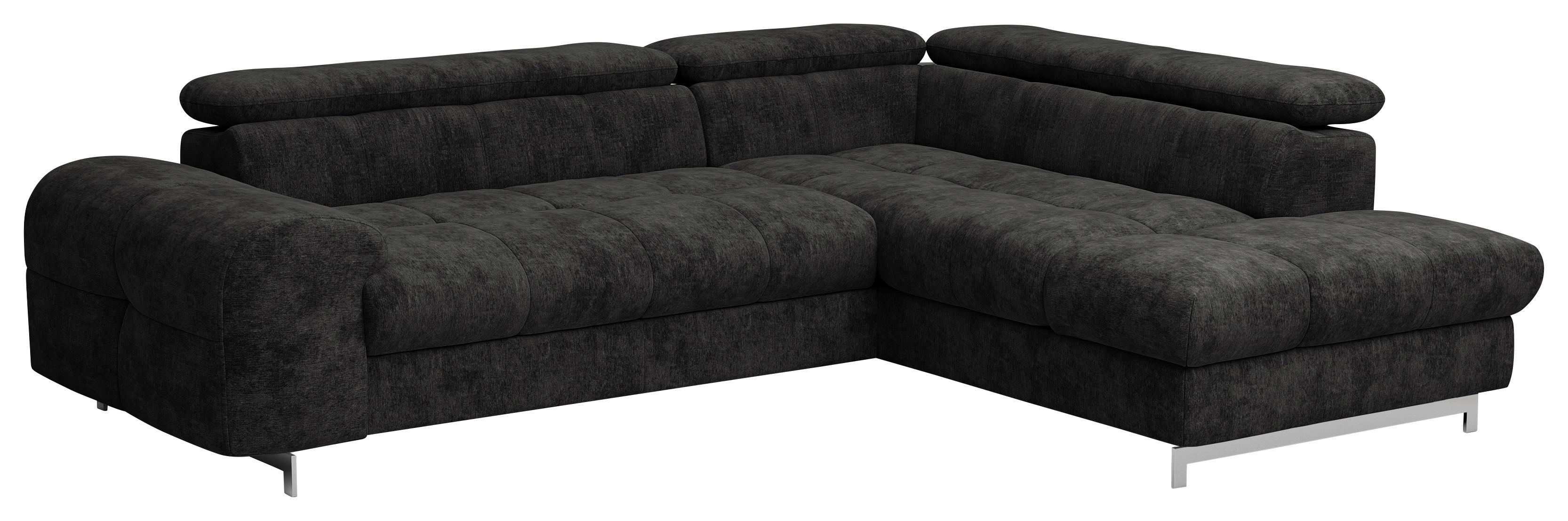 Ecksofa Mit Schlaffunktion Cloud + Schwarz - Chromfarben/Schwarz, KONVENTIONELL, Textil (257/206cm) - Livetastic