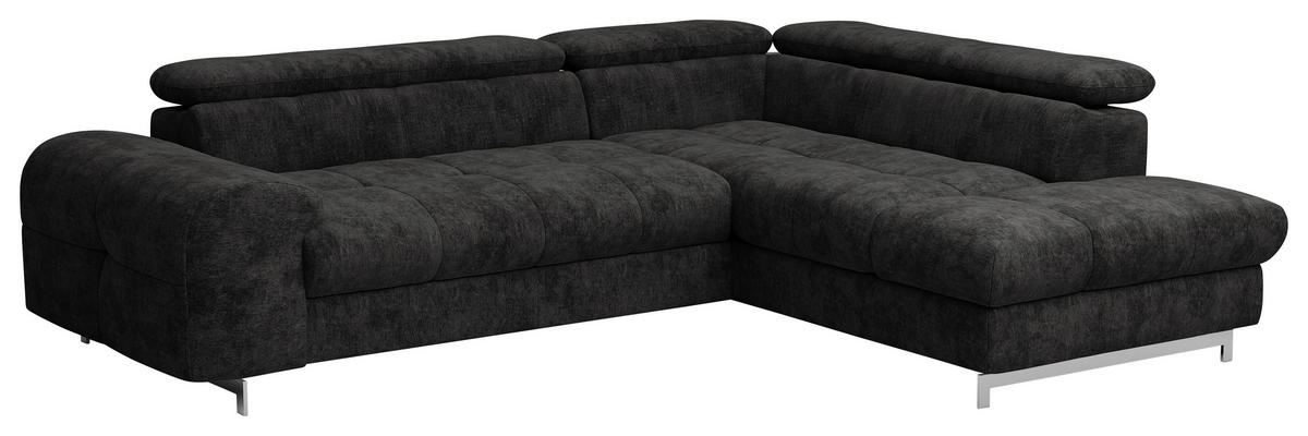 Ecksofa Mit Schlaffunktion Cloud + Schwarz - Chromfarben/Schwarz, KONVENTIONELL, Textil (257/206cm) - Livetastic