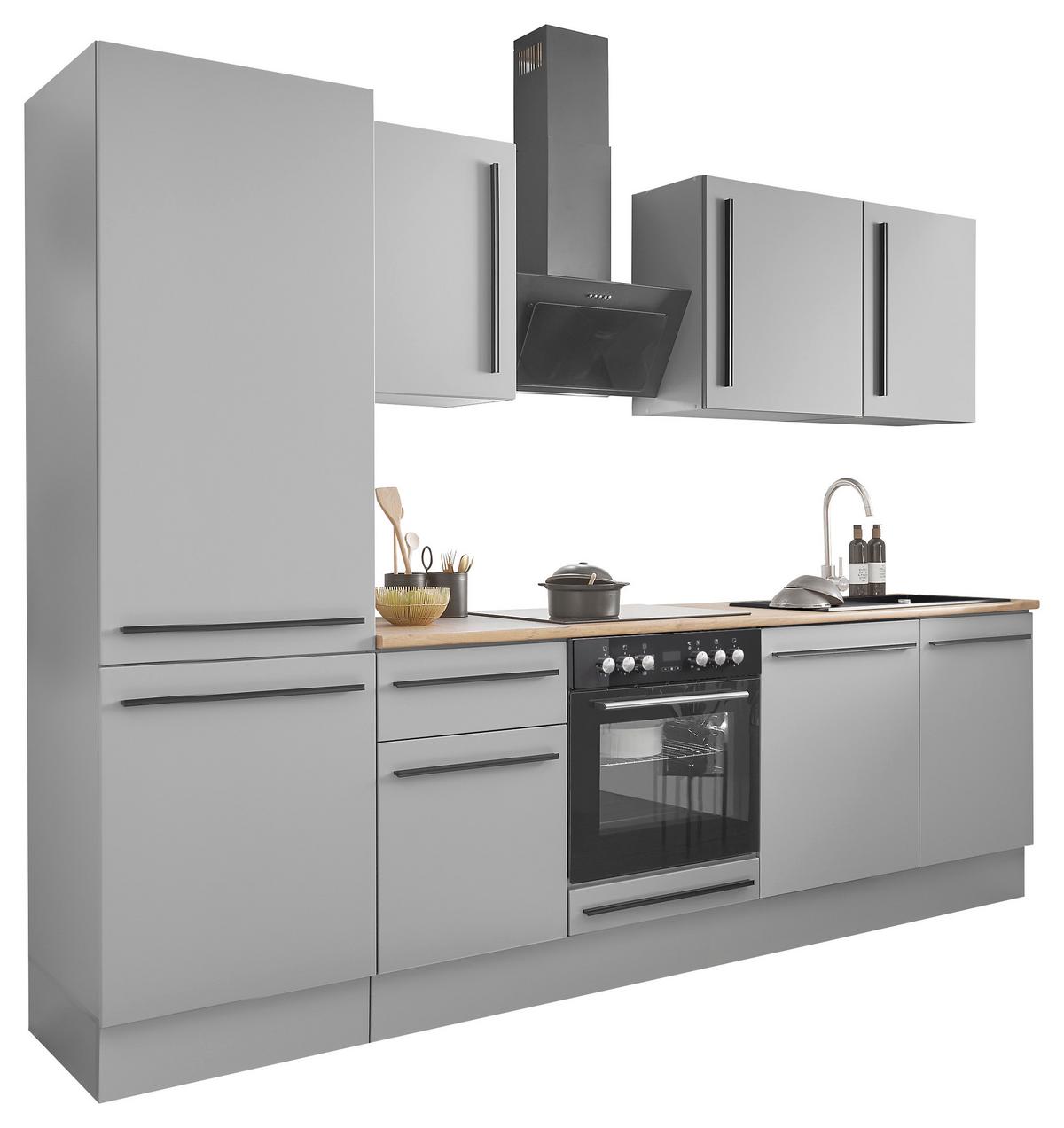 Küchenblock Denver Grau/Eiche Dekor B: 280 cm - Eichefarben/Grau, Design, Holzwerkstoff (280cm) - P & B
