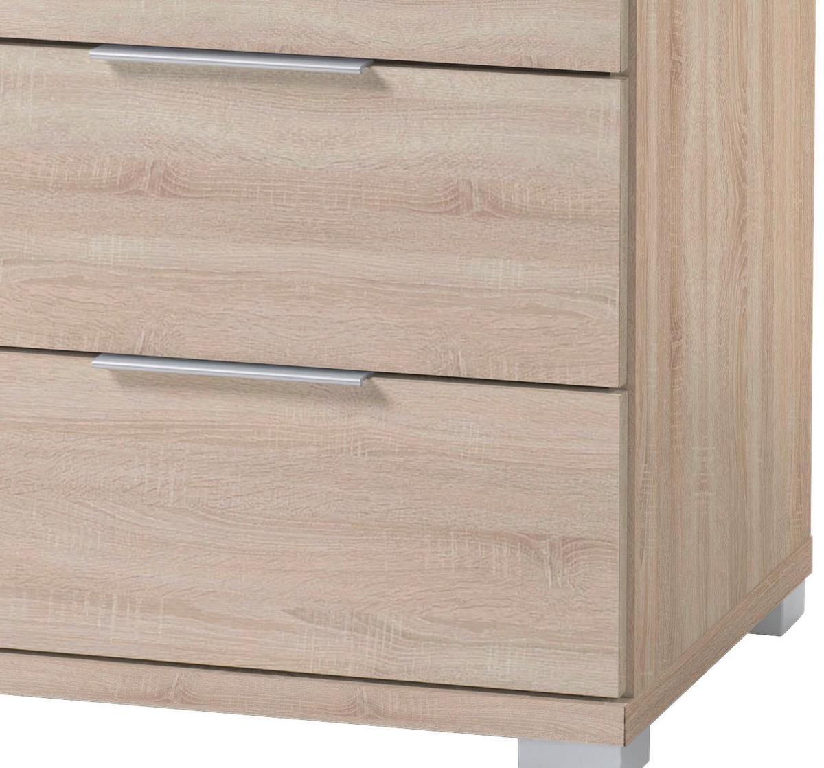 Noční stolek dekor dub výška 61 cm - barvy dubu/barvy stříbra, Basics, kompozitní dřevo/plast (46/61/42cm) - MID.YOU