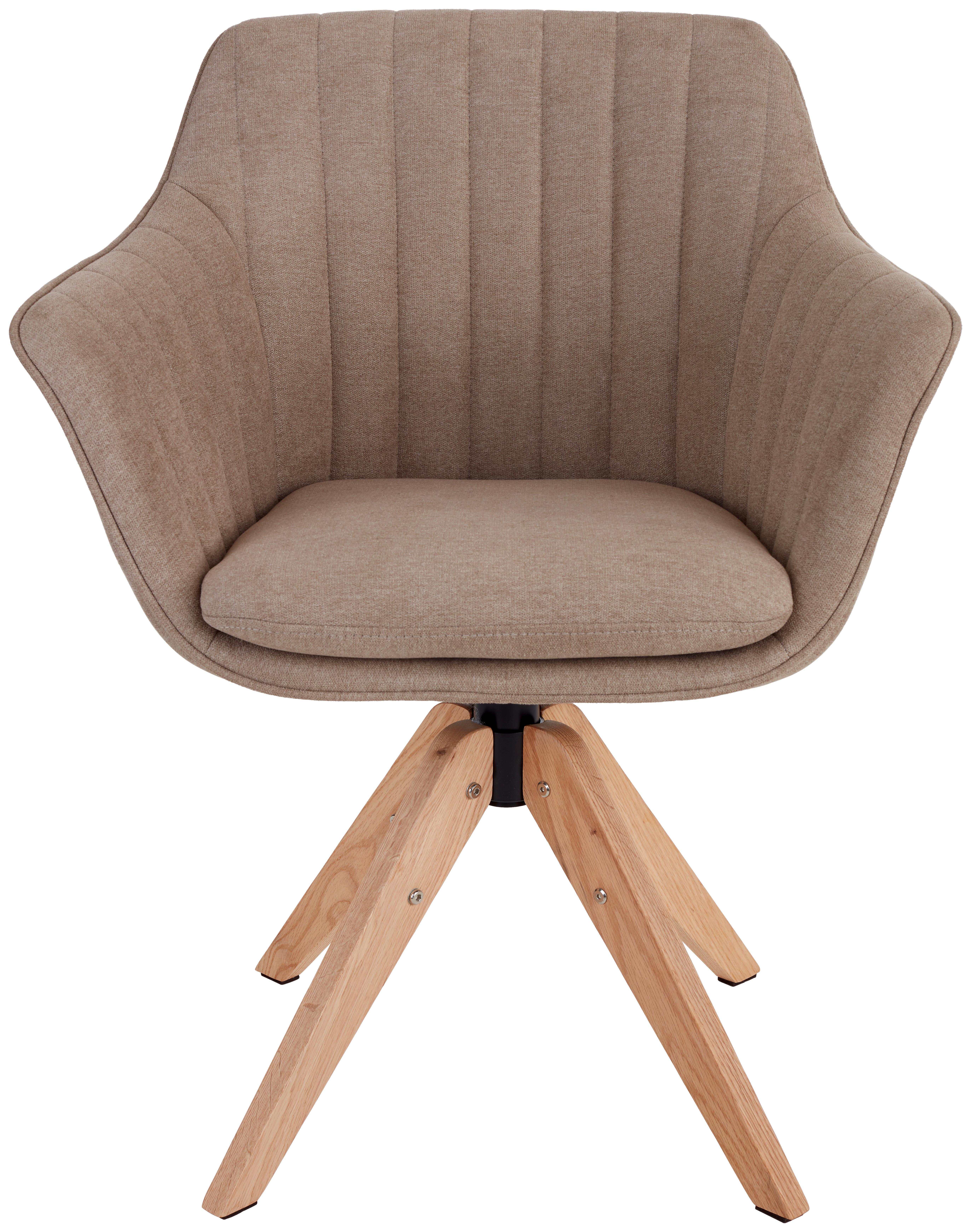 Armlehnstuhl Belluno Greige Mit Drehbarerer Sitzfläche - Greige/Eichefarben, MODERN, Holz/Textil (60/88/57,5cm) - MID.YOU