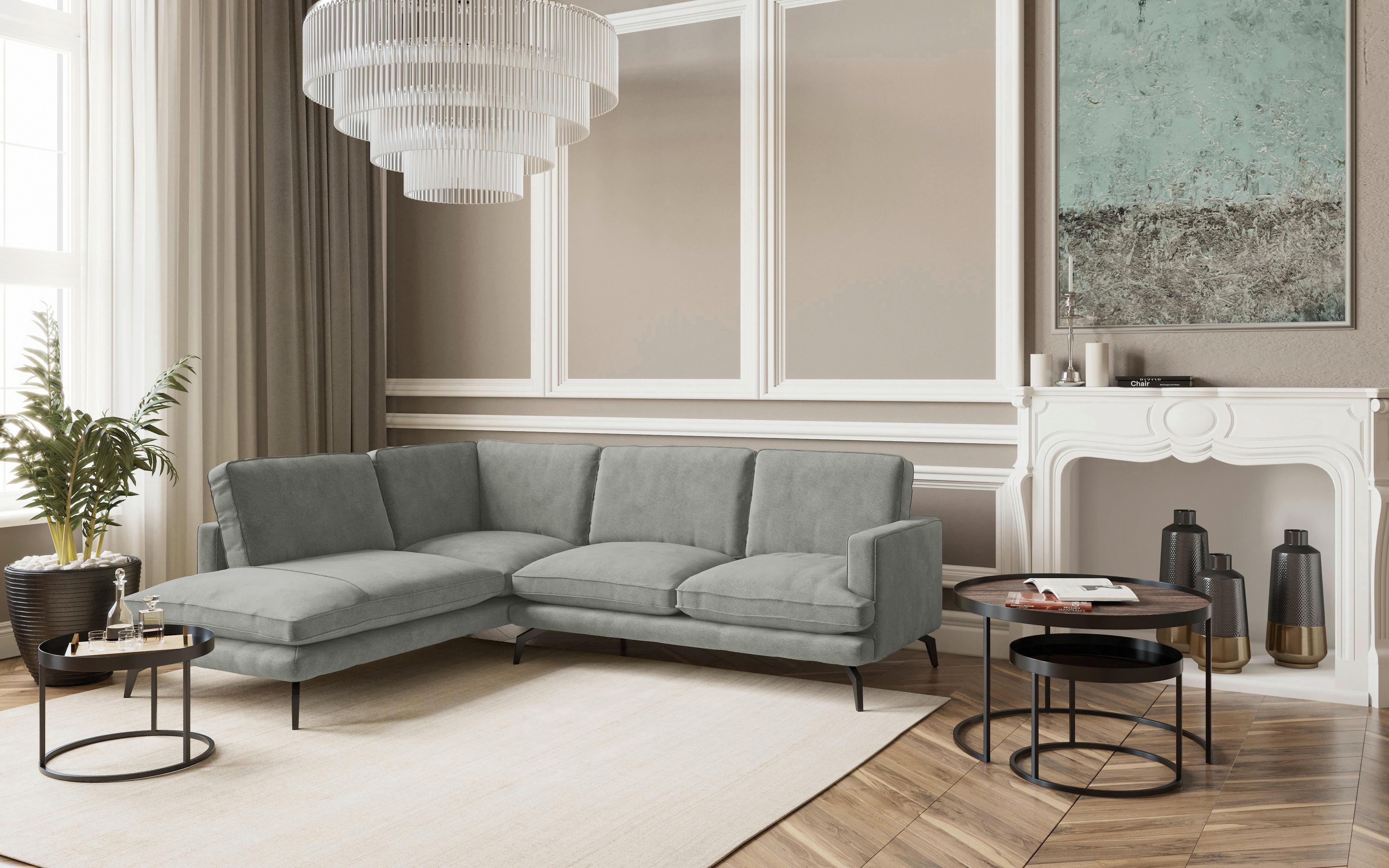 Ecksofa Bali - Champagner/Schwarz, Design, Textil (202/250cm) - Livetastic