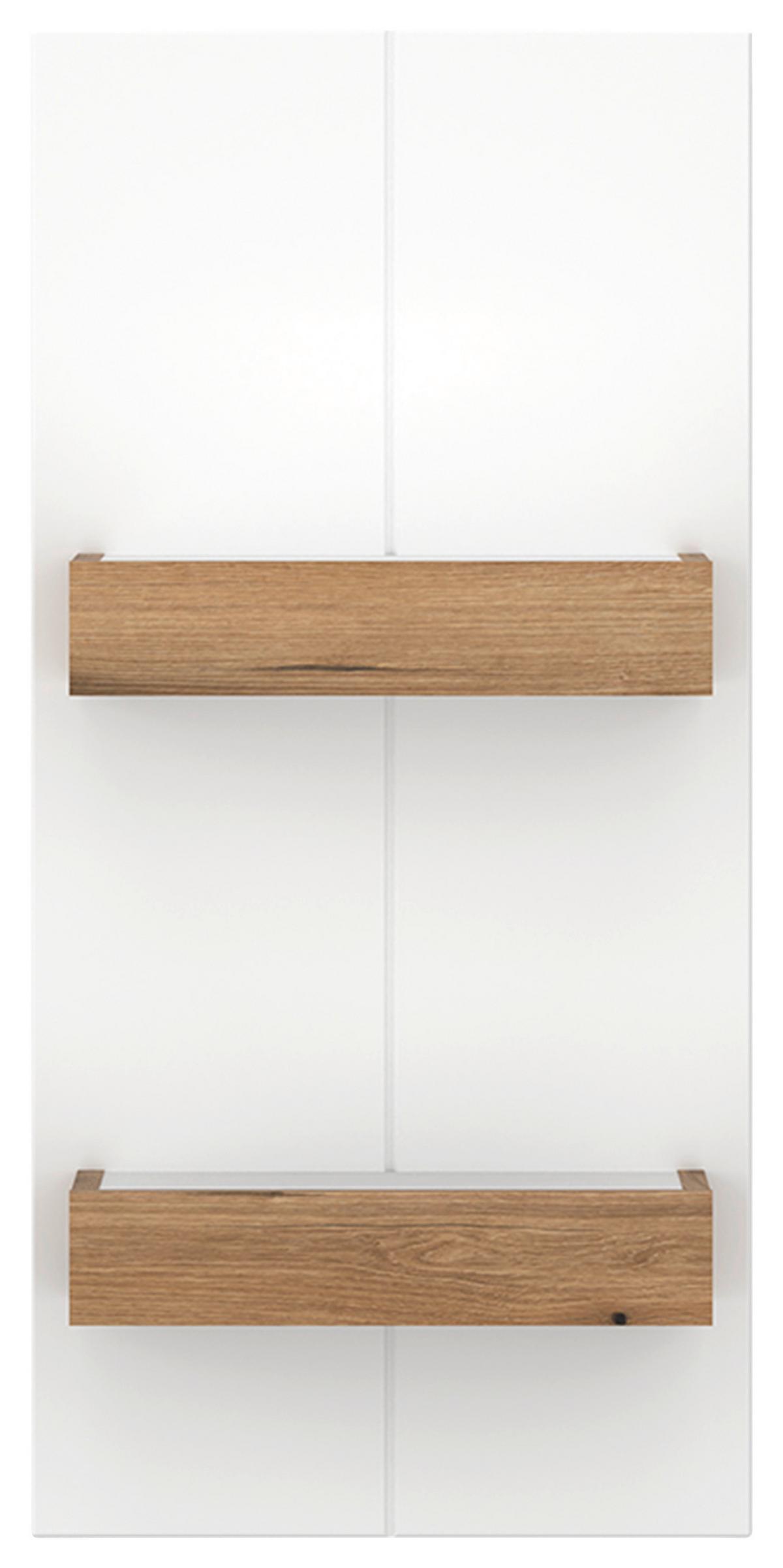 Wandregal Oreta B: 44 Cm Weiß Hochglanz/eichefarben - Eichefarben/Weiß, MODERN, Holzwerkstoff (44/92/20,8cm)