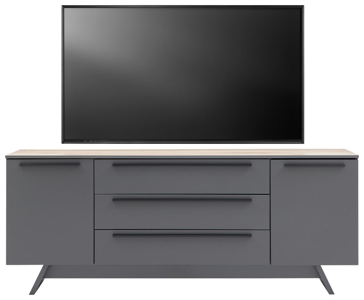 TV-Element Atlanta B: 200,1 cm Grau/Eiche Dekor - Eichefarben/Grau, MODERN, Holzwerkstoff (200,1/80,2/46,2cm)
