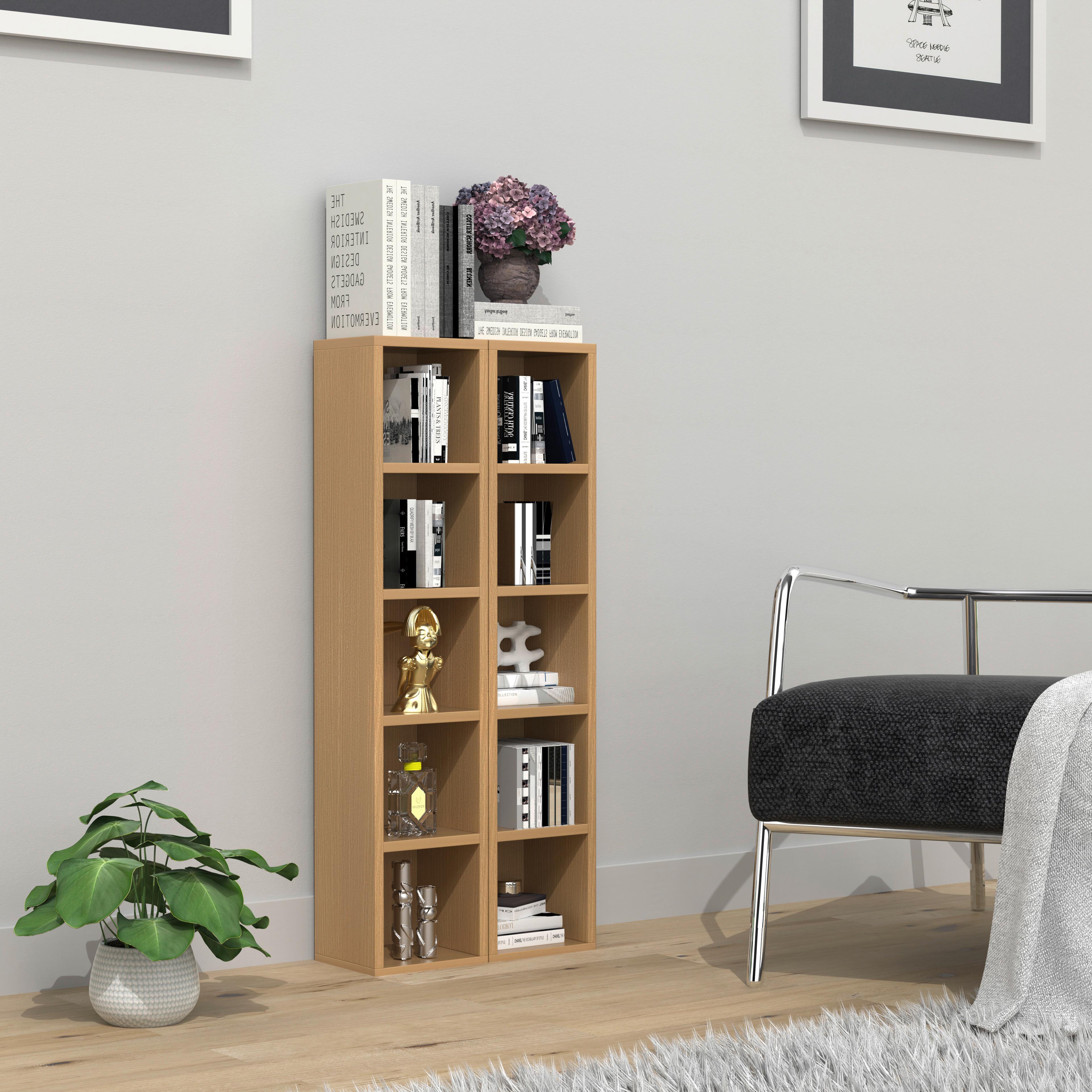 CD-Regal Megosa Buchenfarben Dekor - Buchefarben, Design, Holzwerkstoff (40/94/17cm) - MID.YOU