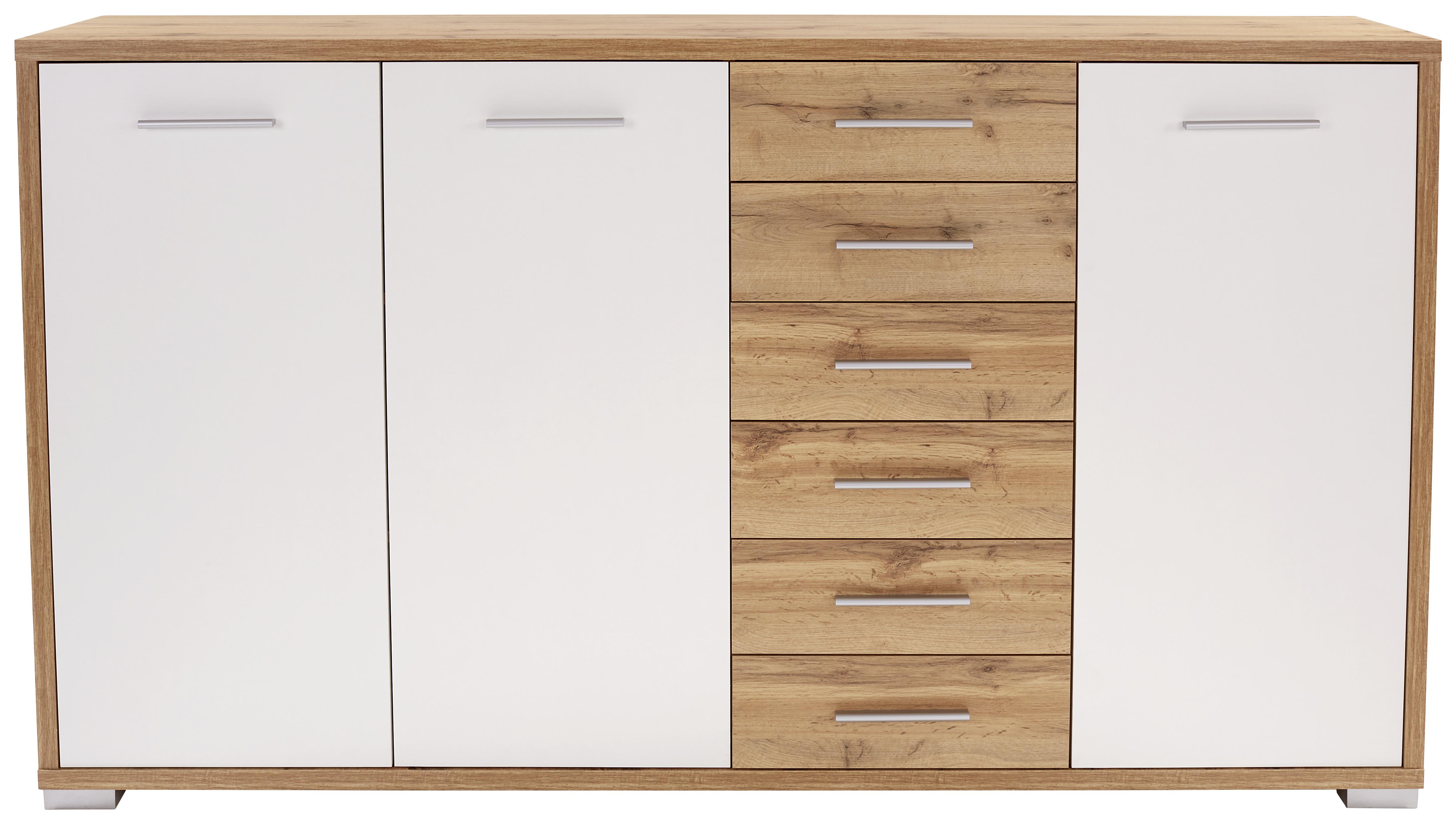 KOMODA Q-BIG NEW QBK03 - bílá/barvy dubu, Moderní, dřevo/plast (190/105/44cm)