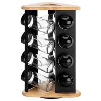 Gewürzkarussell Michael - Klar/Schwarz, MODERN, Glas/Holz (18/29,5/18cm) - James Wood
