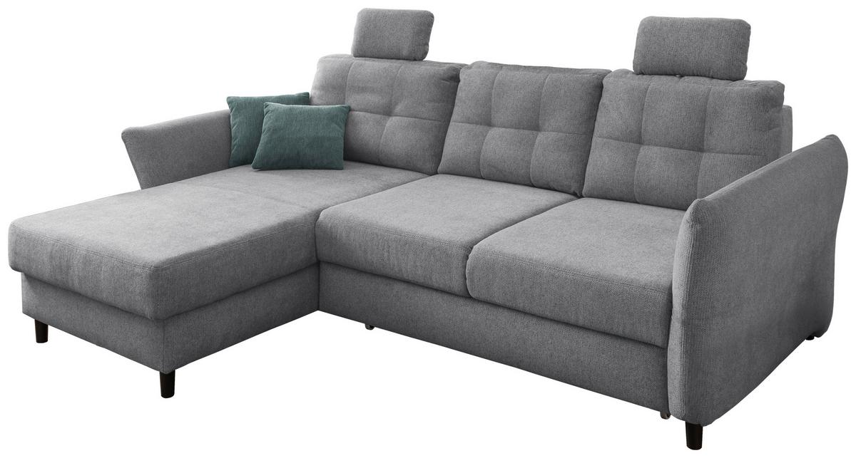 Ecksofa Brizzini Silberfarben S: 176/250-280 Cm - Mintgrau/Silberfarben, MODERN, Holz/Textil (176/250-280cm) - Livetastic