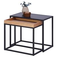 ODKLÁDACÍ STOLEK MIRELLA - černá/hnědá, Moderní, kov/dřevo (60-46/50-47/33-30cm)
