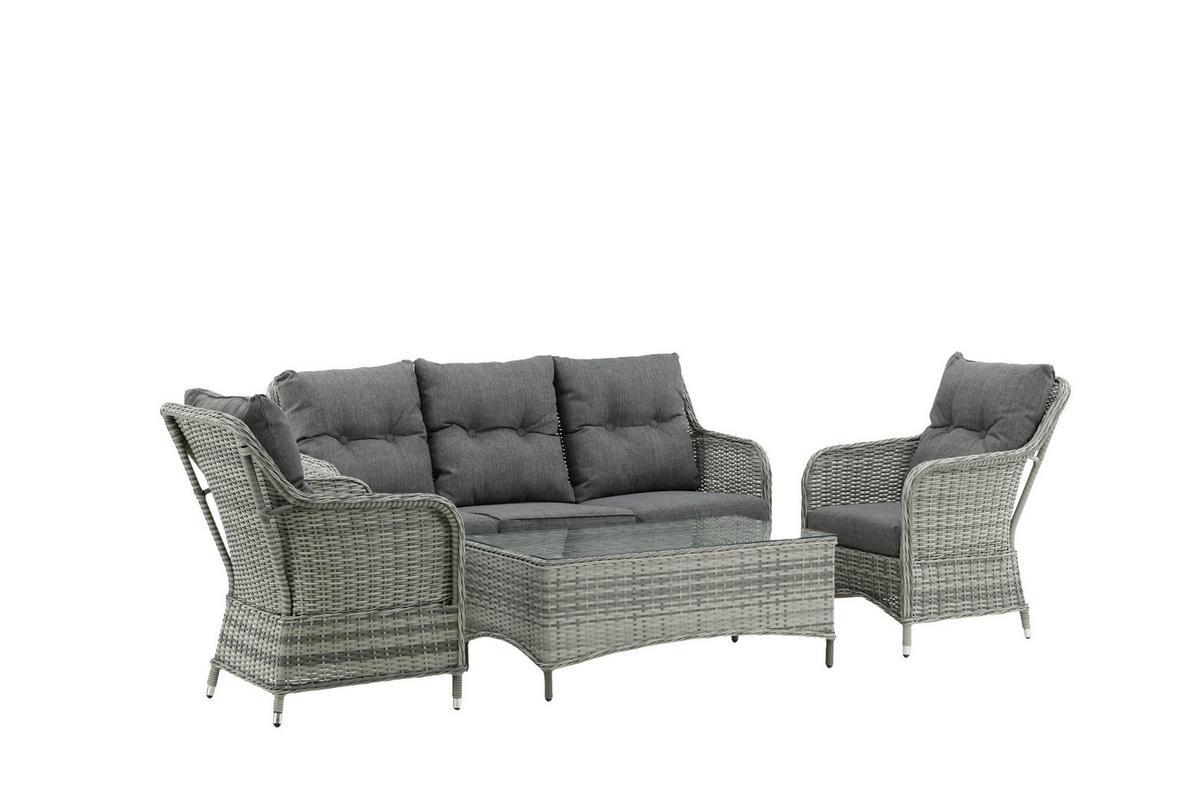 Loungegarnitur Vikelund - Grau, KONVENTIONELL, Holz - Gardenson