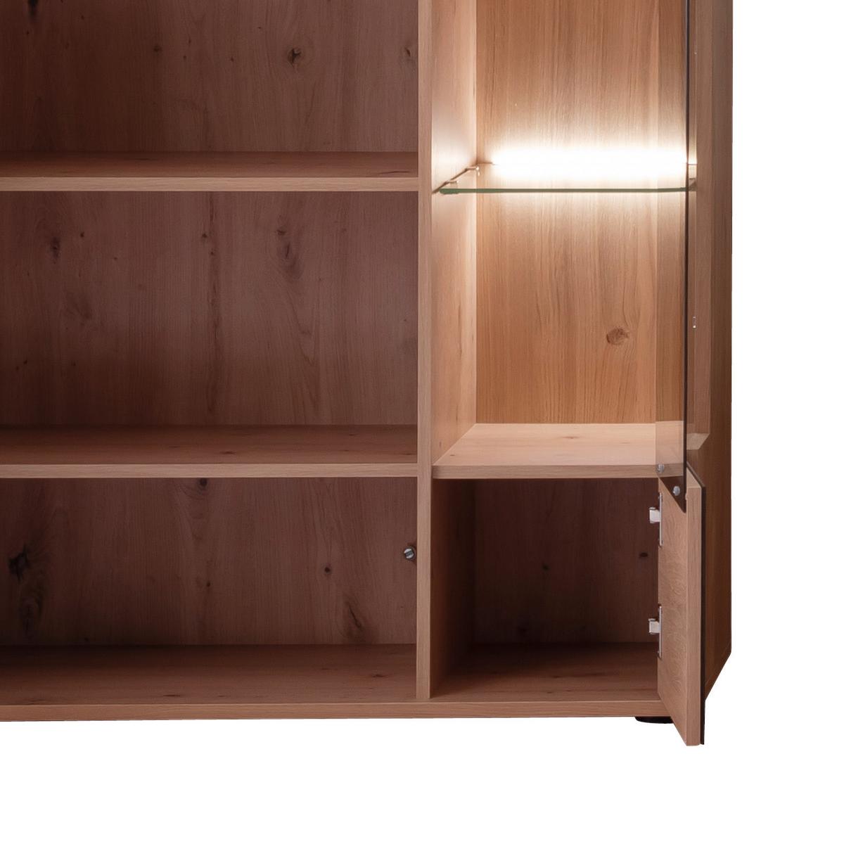 Wohnkombination teilmassiv 3tlg. Valencia Anthrazit/Eiche - Eiche Bianco/Anthrazit, Design, Glas/Holz (328/193/50cm) - MID.YOU