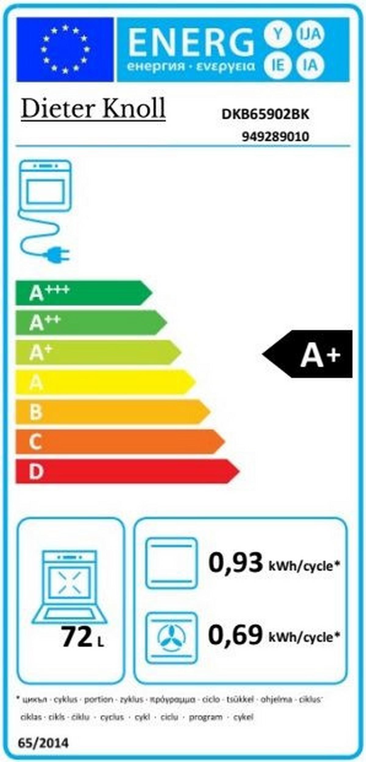 Vestavná trouba DKB65902BK - černá, Basics, kov (59,4/59,5/56,9cm) - Dieter Knoll